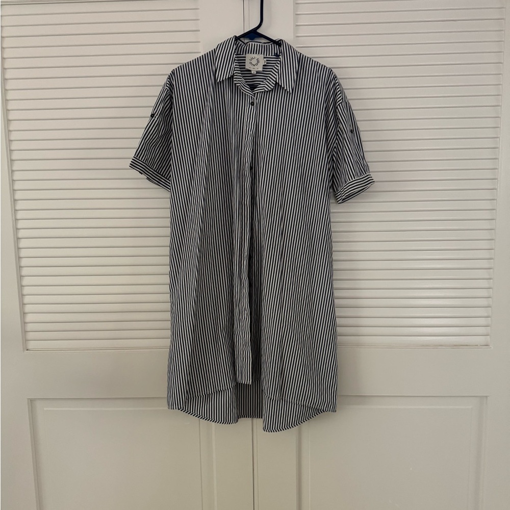 Lily Sidonio at Nordstrom - navy/white button down Midi Dress